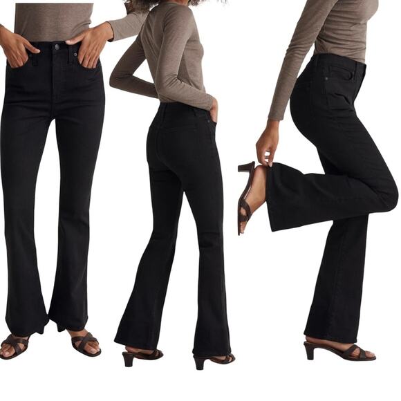 Madewell Slim Skinny Flare Jeans Black Frost Stretch Work Women’s Size 33 NEW - Picture 1 of 11